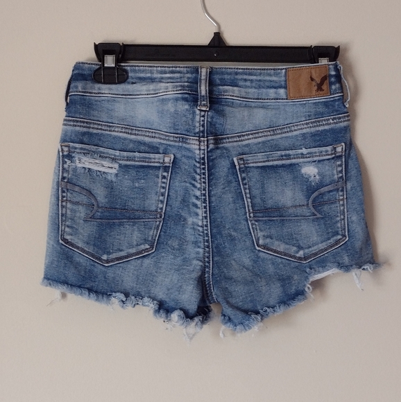 American Eagle Outfitters Hi Rise Shortie Blue Denim Shorts Size 2 - Picture 2 of 4